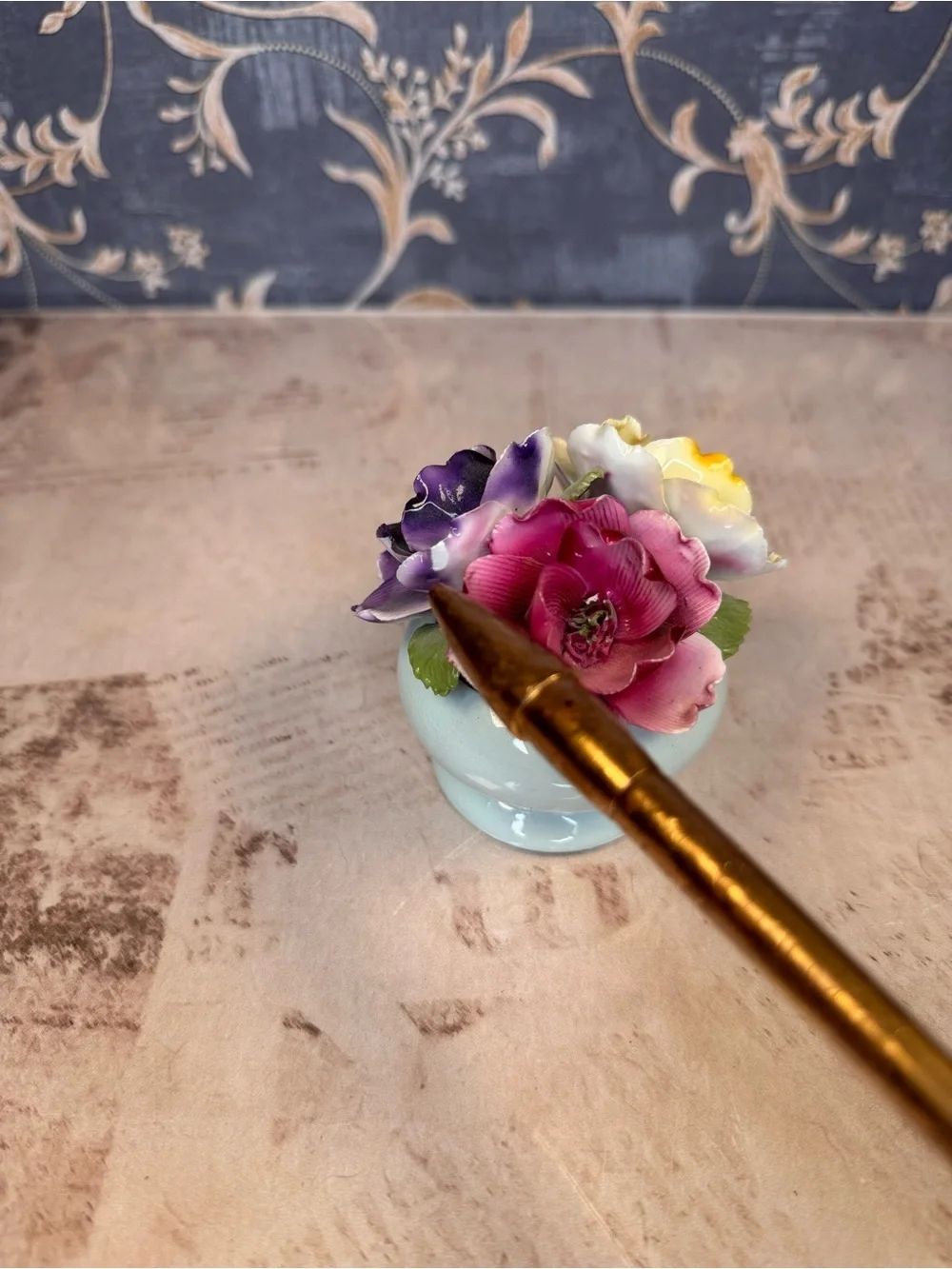 Vintage Staffordshire Bone China Floral Posy Bowl England Figurine